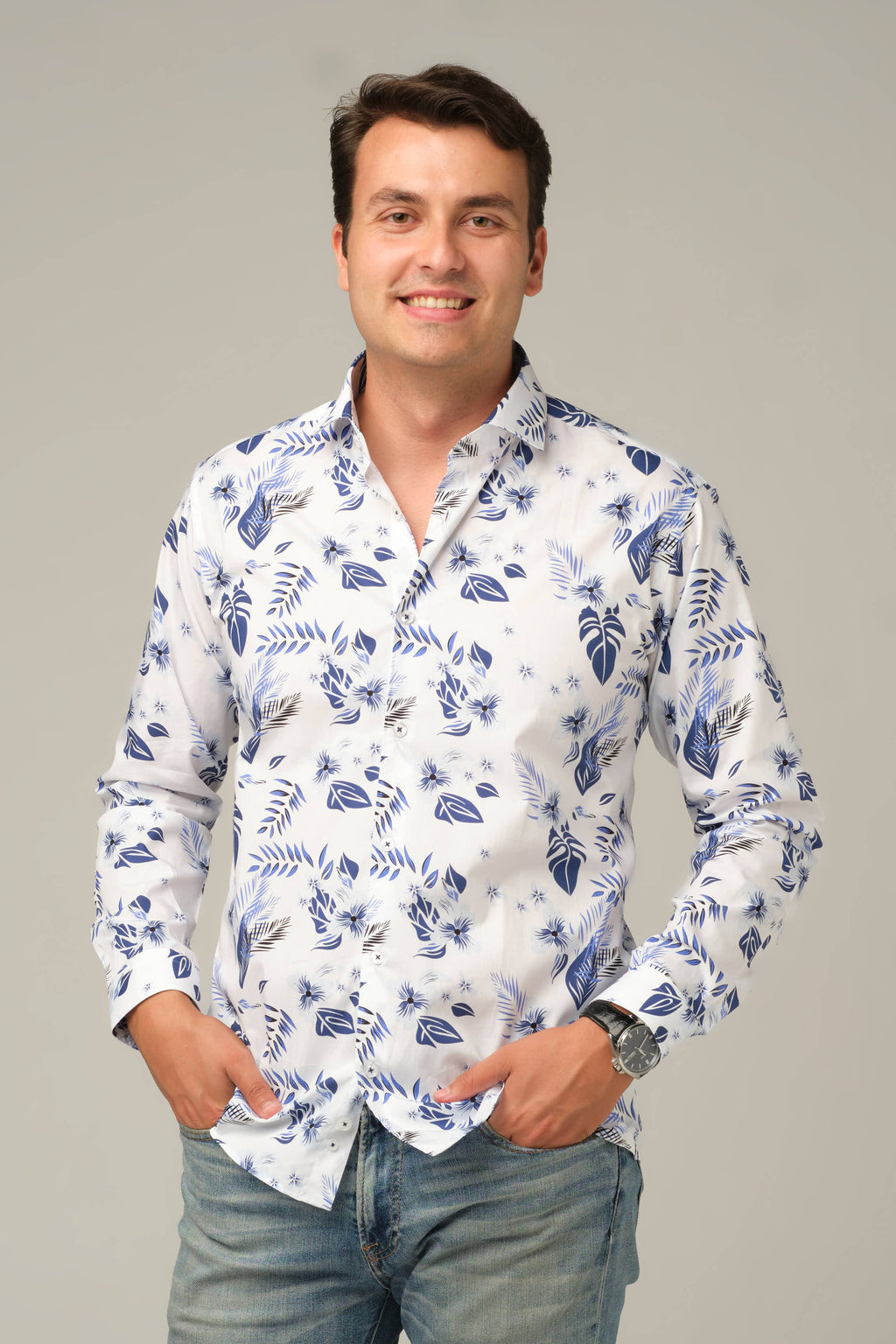 Blue Riviera Leaf Shirt
