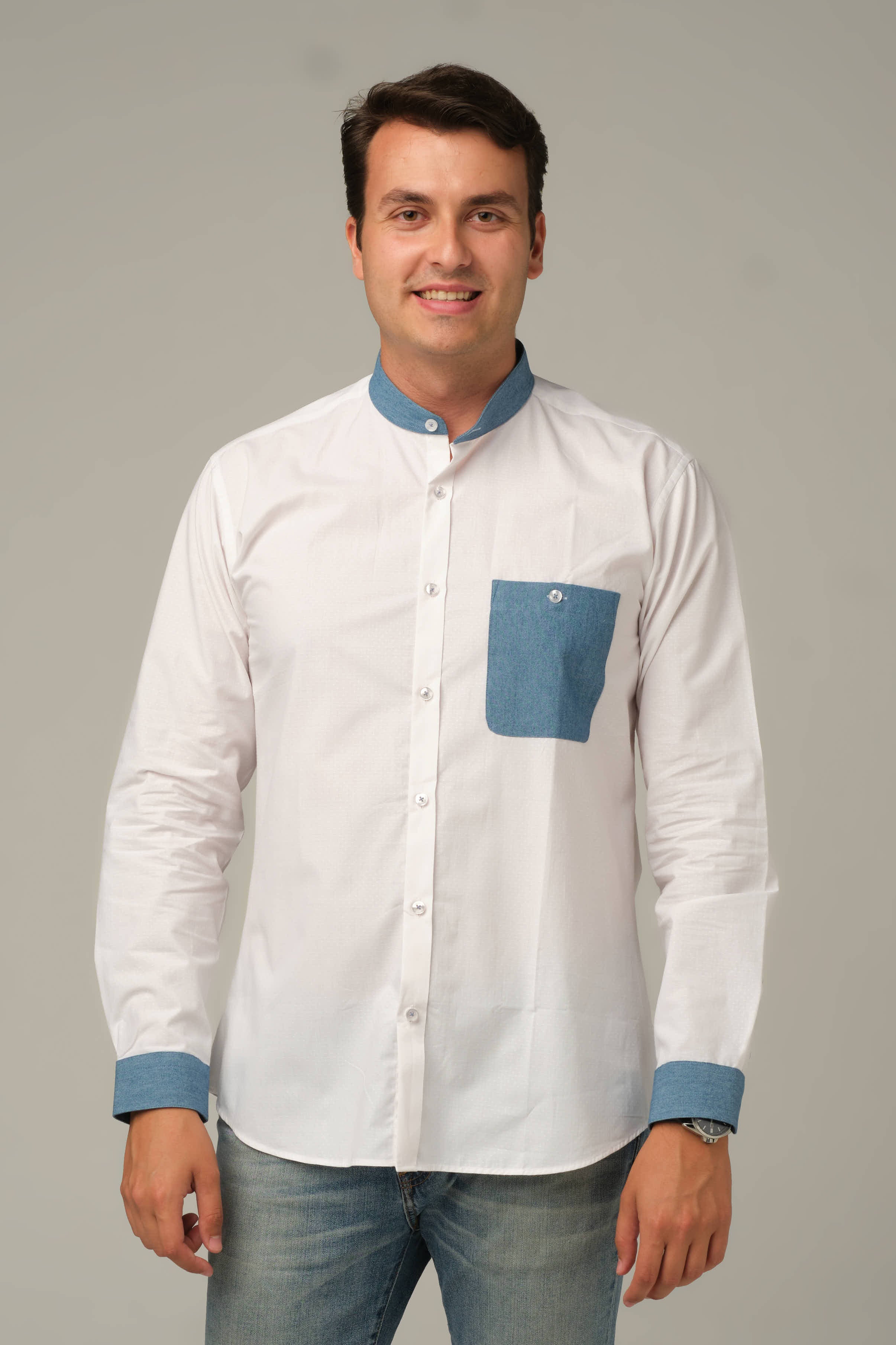 Azure Detail Mandarin Shirt