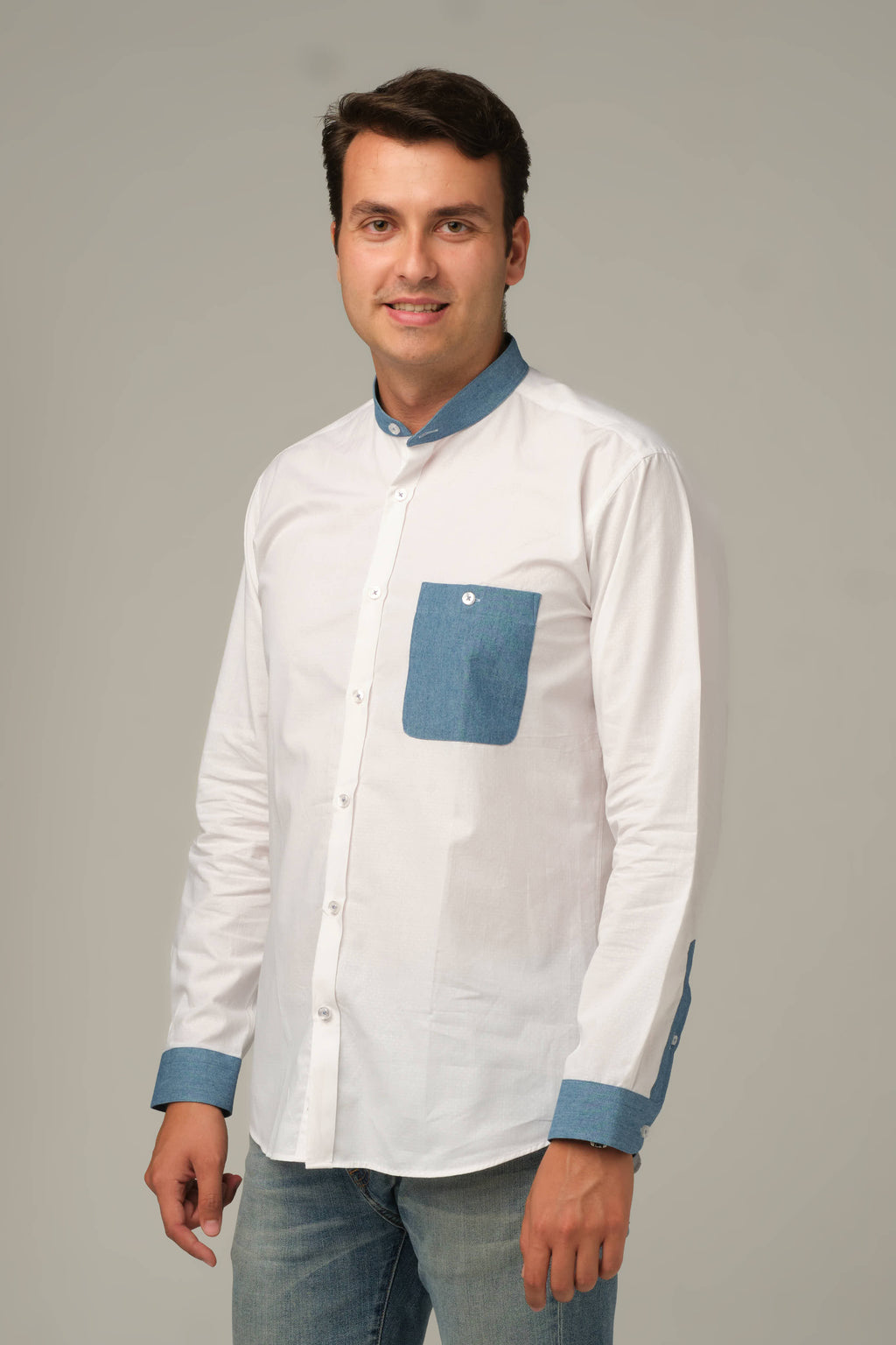 Azure Detail Mandarin Shirt