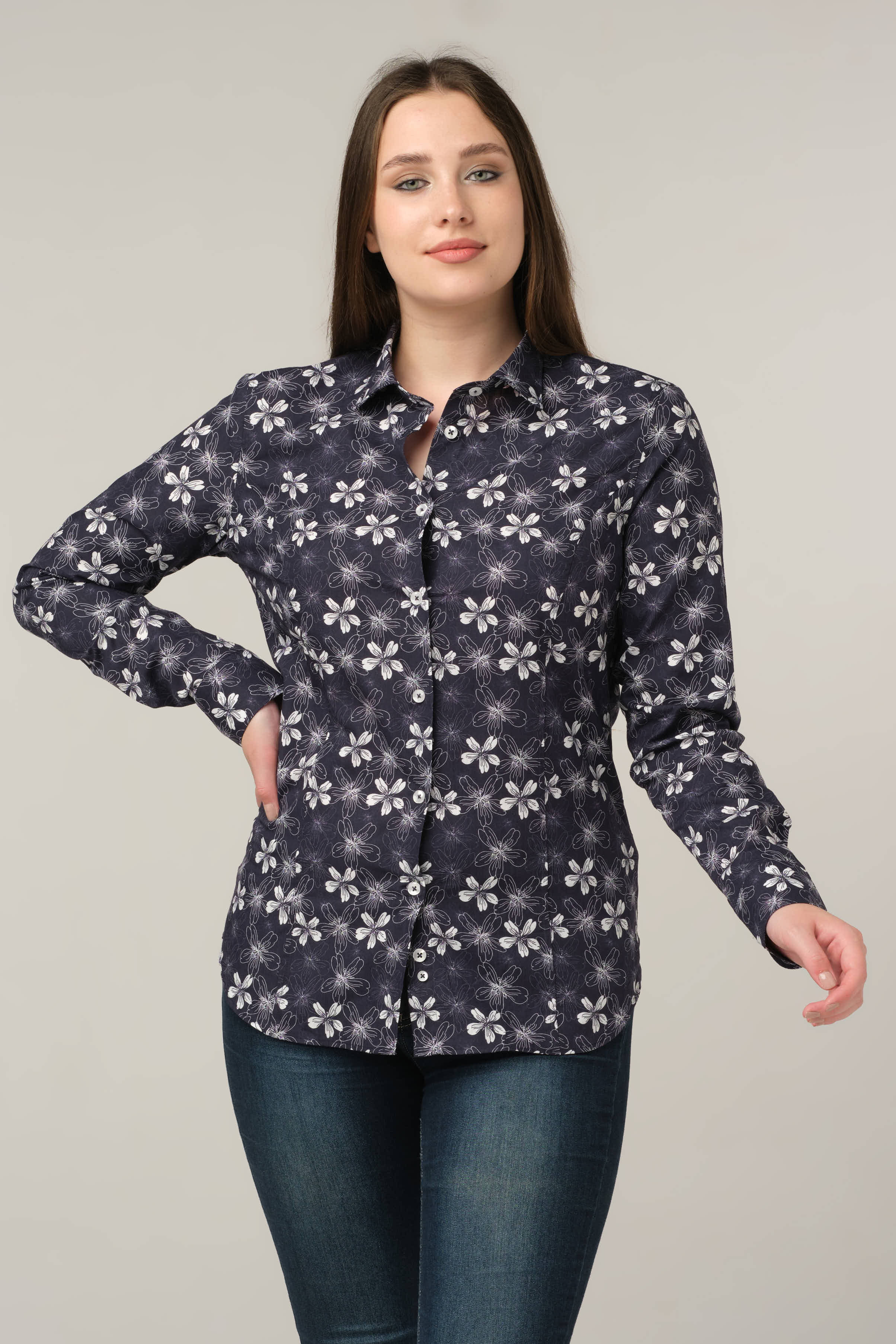 Noir Petal Print Shirt