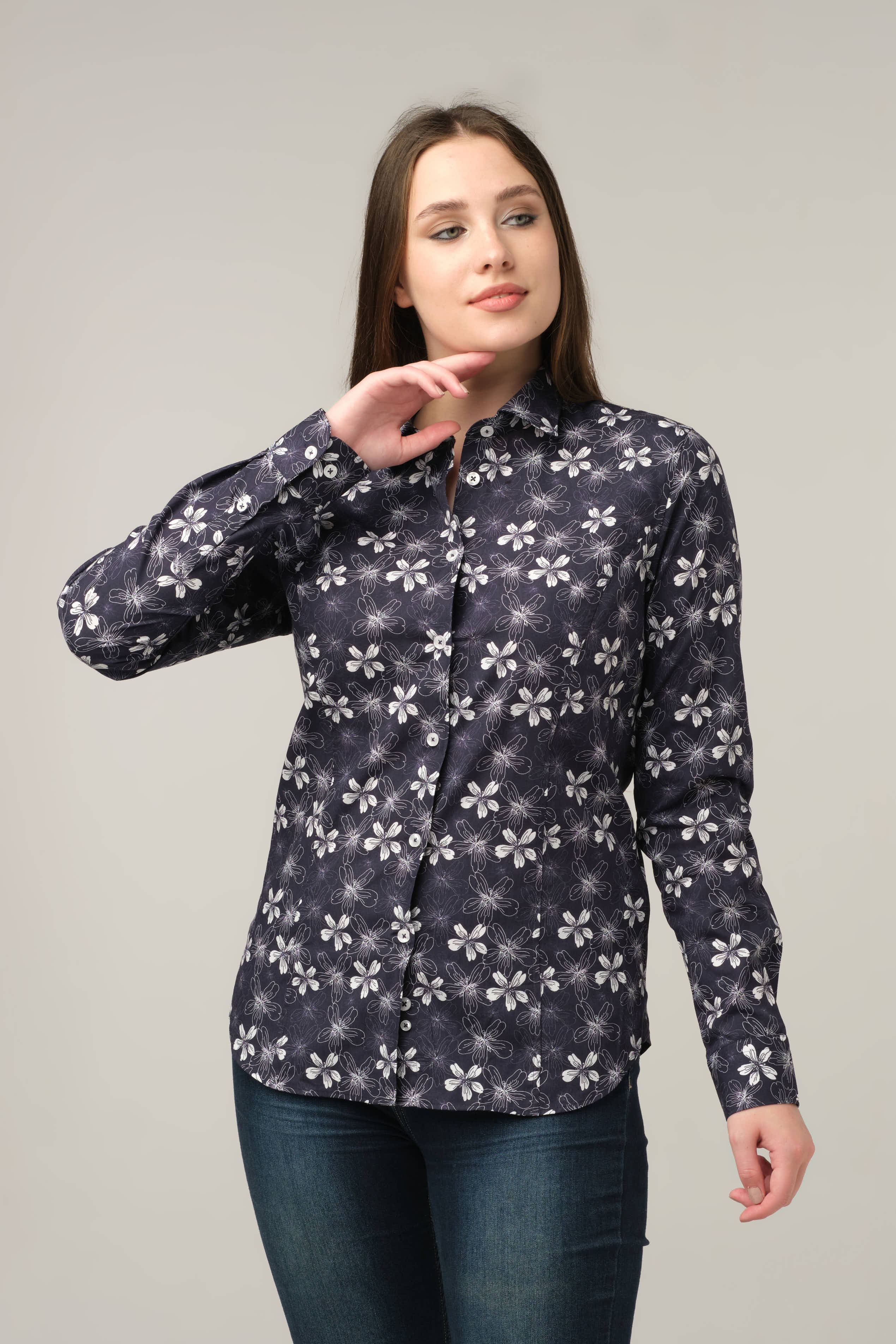 Noir Petal Print Shirt