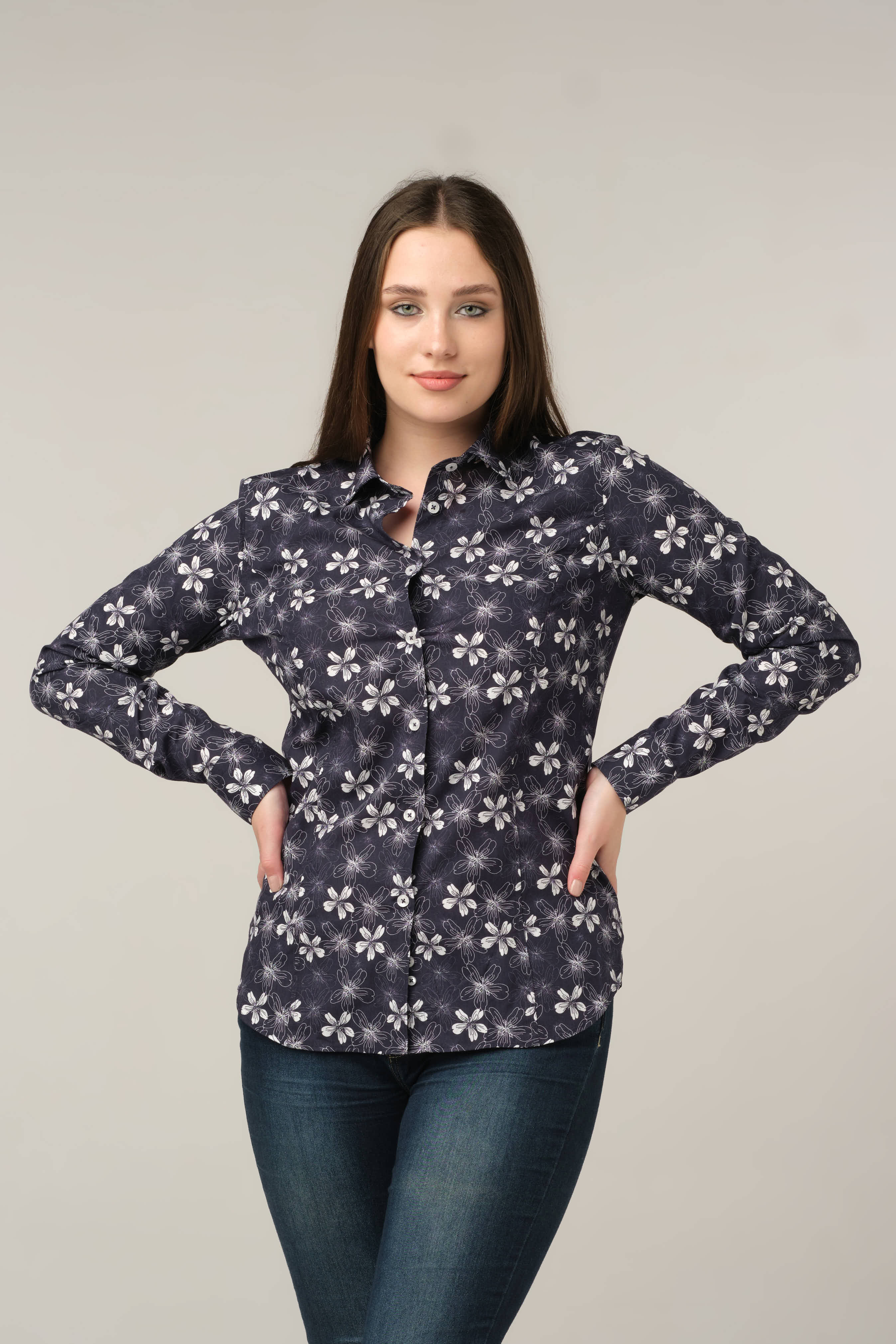 Noir Petal Print Shirt
