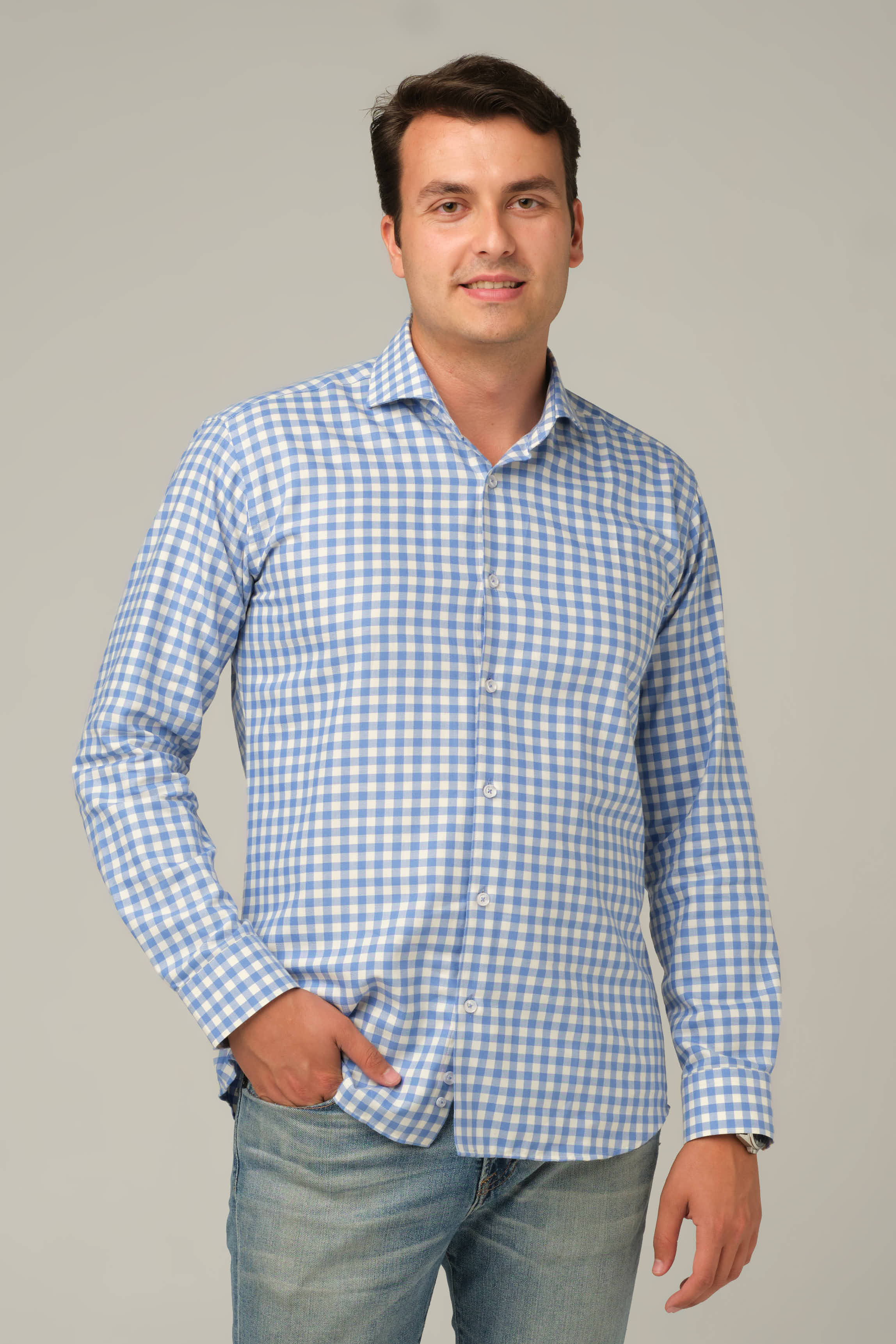 Azure Check Signature Shirt